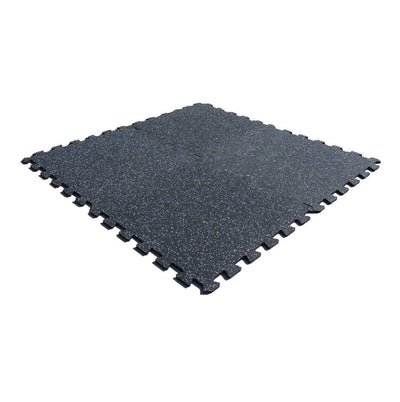 PRO-GRADE Rubber Sports Flooring 24" x 24" x 1cm Interlocking Tiles $5.99 sq/ft [23.99/piece] (HIGH DENSITY / GREY FLECK) - Rubber Floor - Custom Flooring Centres