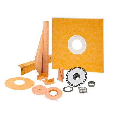 Schluter®-KERDI Complete shower kit - 48" x 48" Center Drain Kit (Stainless Steel ABS) - Shower Waterproofing - Schluter