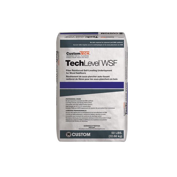 TechLevel™ WSF – Fiber Reinforced Self-Leveling Underlayment for Wood Subfloors (50lb) - Floor Prep - Custom Building Products